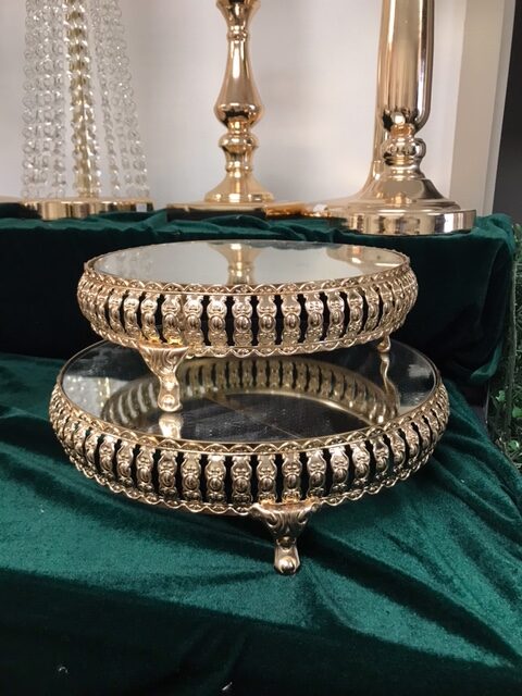 Round Gold Mirror Cake Stand Set | Event Decor Supply